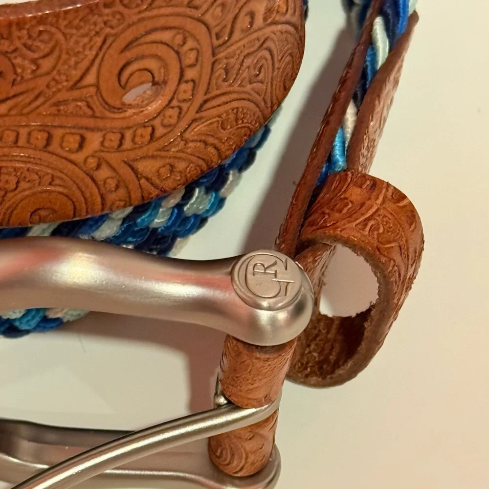 Robert Graham Jive Blue Elastic Woven Men's Belt with Paisley Design Size 42/44